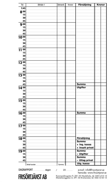 Beställningsblock 1-pers